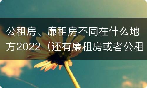 公租房、廉租房不同在什么地方2022（还有廉租房或者公租房吗）