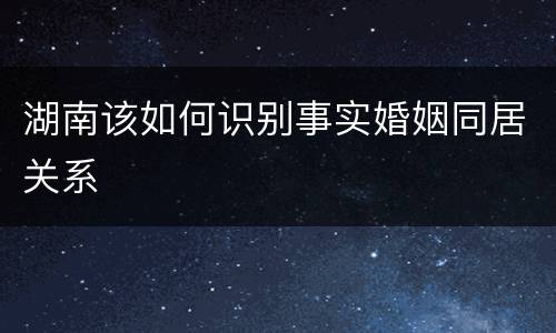 湖南该如何识别事实婚姻同居关系