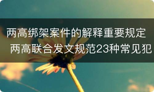 两高绑架案件的解释重要规定 两高联合发文规范23种常见犯罪量刑