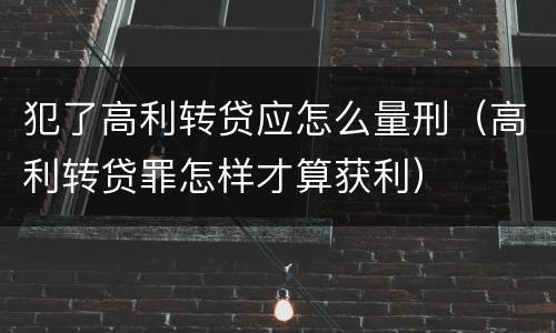 犯了高利转贷应怎么量刑（高利转贷罪怎样才算获利）