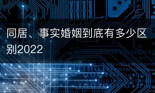 同居、事实婚姻到底有多少区别2022