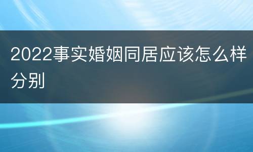 2022事实婚姻同居应该怎么样分别