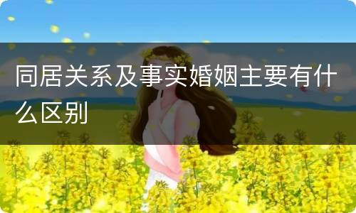 同居关系及事实婚姻主要有什么区别