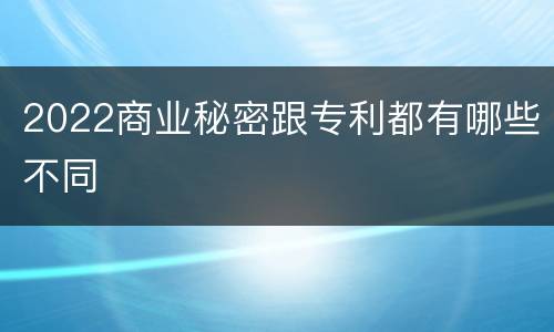 2022商业秘密跟专利都有哪些不同