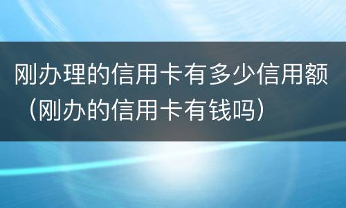 刚办理的信用卡有多少信用额（刚办的信用卡有钱吗）