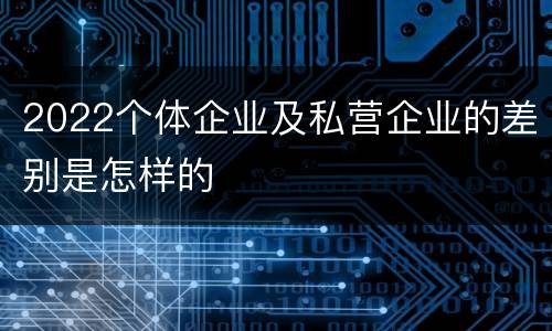 2022个体企业及私营企业的差别是怎样的