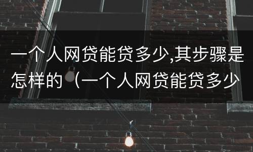 一个人网贷能贷多少,其步骤是怎样的（一个人网贷能贷多少钱）