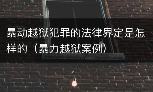 暴动越狱犯罪的法律界定是怎样的（暴力越狱案例）