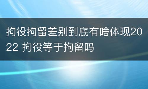 拘役拘留差别到底有啥体现2022 拘役等于拘留吗