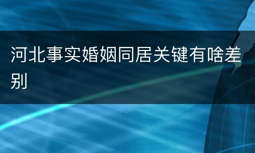 河北事实婚姻同居关键有啥差别