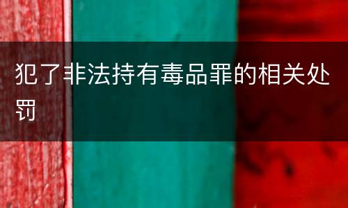 犯了非法持有毒品罪的相关处罚