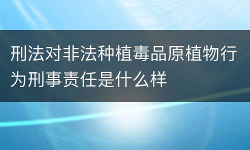 刑法对非法种植毒品原植物行为刑事责任是什么样