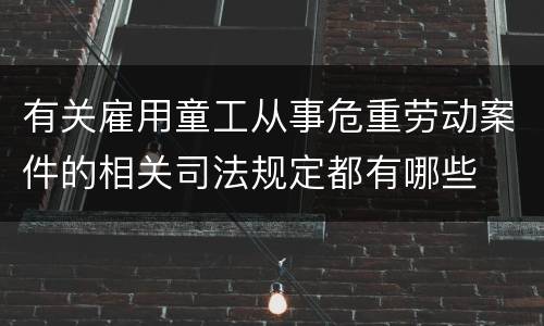 有关雇用童工从事危重劳动案件的相关司法规定都有哪些