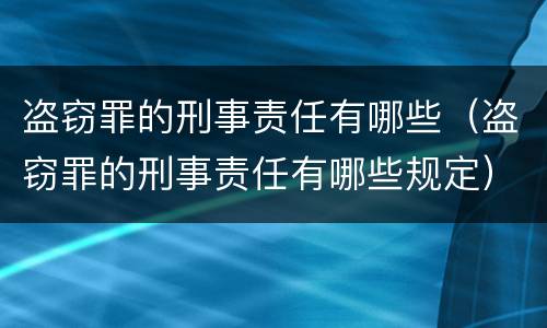 盗窃罪的刑事责任有哪些（盗窃罪的刑事责任有哪些规定）