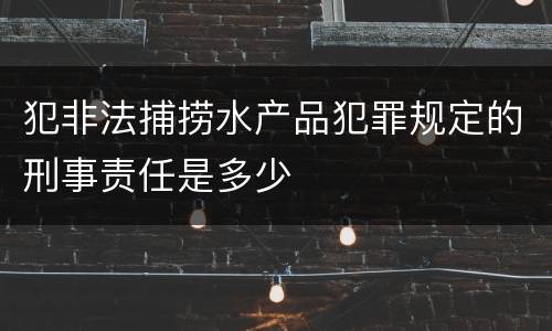 犯非法捕捞水产品犯罪规定的刑事责任是多少