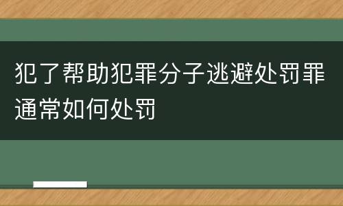 犯了帮助犯罪分子逃避处罚罪通常如何处罚