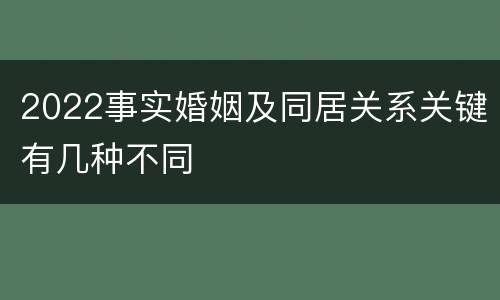 2022事实婚姻及同居关系关键有几种不同