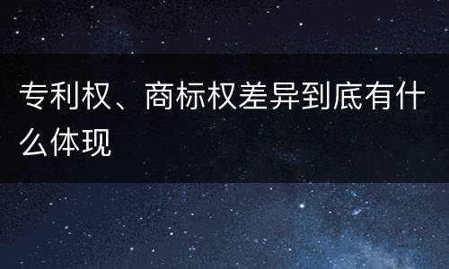 专利权、商标权差异到底有什么体现