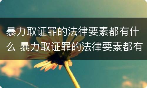 暴力取证罪的法律要素都有什么 暴力取证罪的法律要素都有什么规定