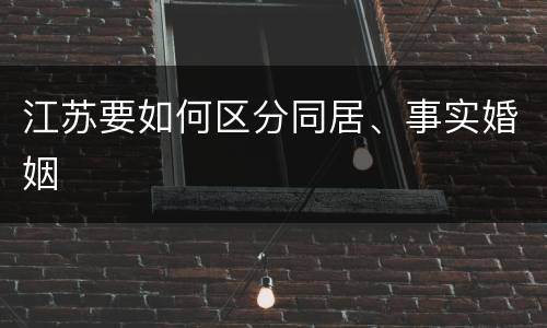 江苏要如何区分同居、事实婚姻