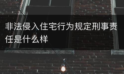 非法侵入住宅行为规定刑事责任是什么样