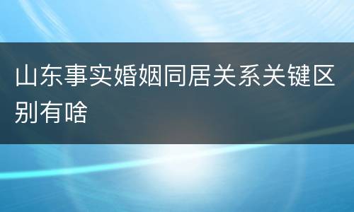 山东事实婚姻同居关系关键区别有啥