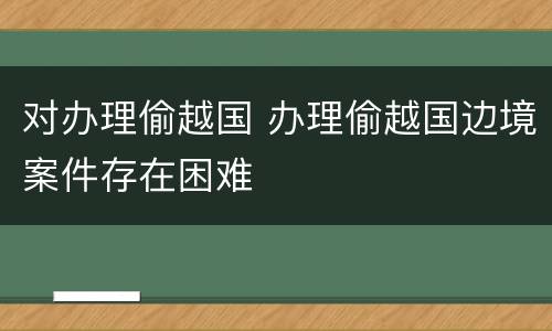 对办理偷越国 办理偷越国边境案件存在困难