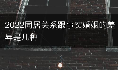 2022同居关系跟事实婚姻的差异是几种