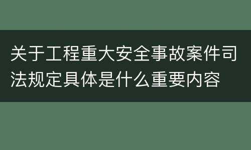 关于工程重大安全事故案件司法规定具体是什么重要内容