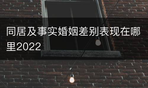 同居及事实婚姻差别表现在哪里2022