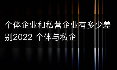 个体企业和私营企业有多少差别2022 个体与私企