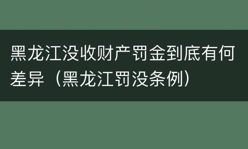 黑龙江没收财产罚金到底有何差异（黑龙江罚没条例）