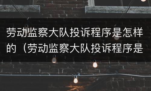 劳动监察大队投诉程序是怎样的（劳动监察大队投诉程序是怎样的呀）