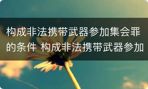 构成非法携带武器参加集会罪的条件 构成非法携带武器参加集会罪的条件有哪些