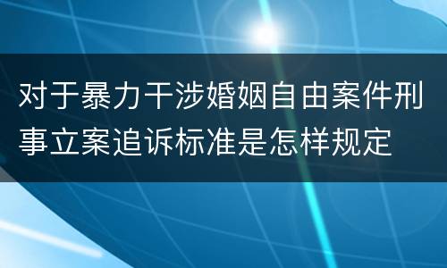 对于暴力干涉婚姻自由案件刑事立案追诉标准是怎样规定