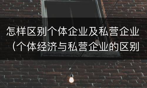 怎样区别个体企业及私营企业（个体经济与私营企业的区别）