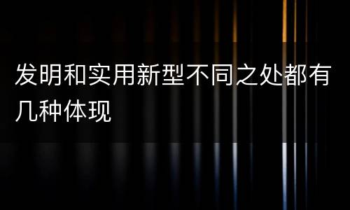 发明和实用新型不同之处都有几种体现