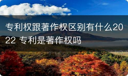 专利权跟著作权区别有什么2022 专利是著作权吗