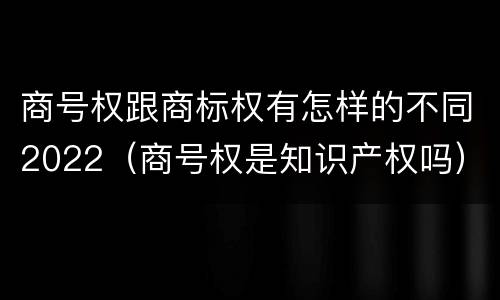 商号权跟商标权有怎样的不同2022（商号权是知识产权吗）