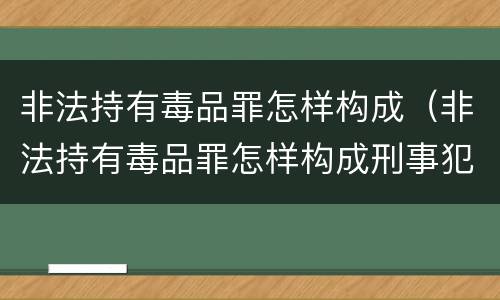 非法持有毒品罪怎样构成（非法持有毒品罪怎样构成刑事犯罪）