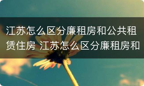 江苏怎么区分廉租房和公共租赁住房 江苏怎么区分廉租房和公共租赁住房呢