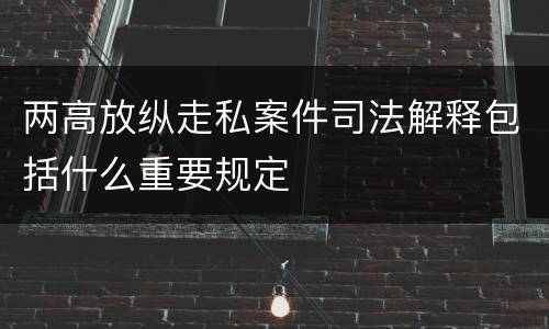 两高放纵走私案件司法解释包括什么重要规定