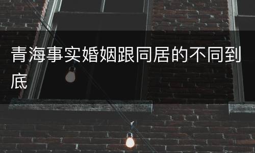 青海事实婚姻跟同居的不同到底