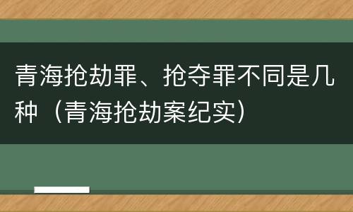 青海抢劫罪、抢夺罪不同是几种（青海抢劫案纪实）