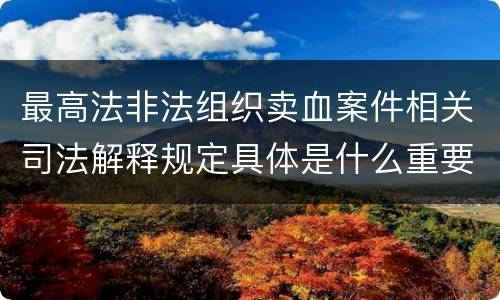 最高法非法组织卖血案件相关司法解释规定具体是什么重要内容