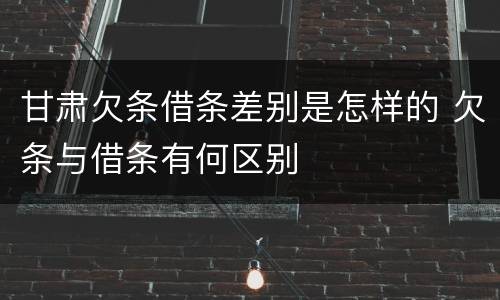 甘肃欠条借条差别是怎样的 欠条与借条有何区别