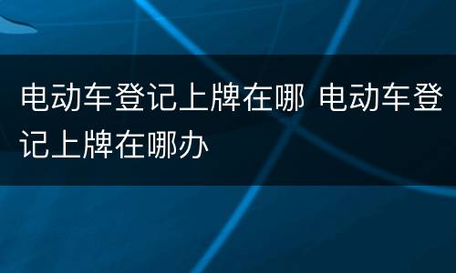 电动车登记上牌在哪 电动车登记上牌在哪办