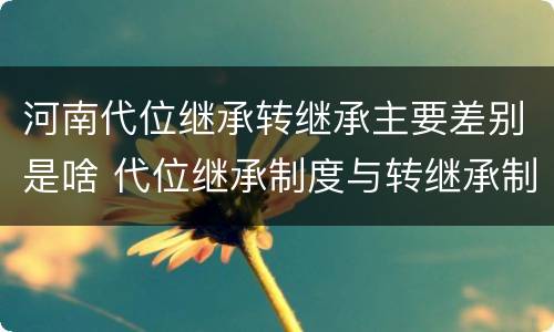 河南代位继承转继承主要差别是啥 代位继承制度与转继承制度有哪些不同