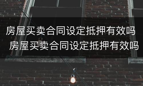 房屋买卖合同设定抵押有效吗 房屋买卖合同设定抵押有效吗为什么