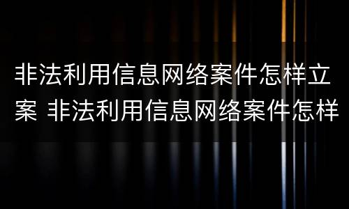 非法利用信息网络案件怎样立案 非法利用信息网络案件怎样立案审理